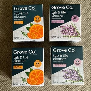NEW Grove Co. Set of 4 (2 packs) 8 Bottles Total -Tub & Tile Cleaner